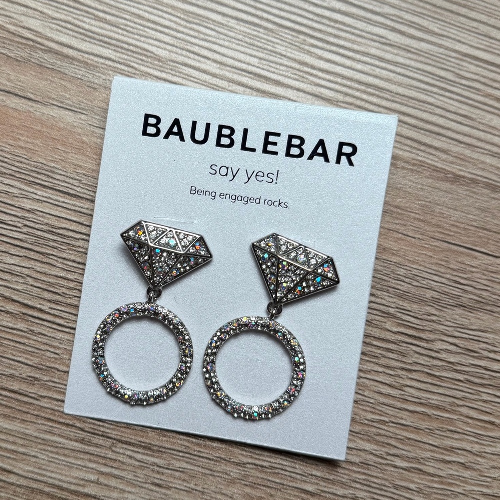 BaubleBar Silver and Crystal Drop Earrings